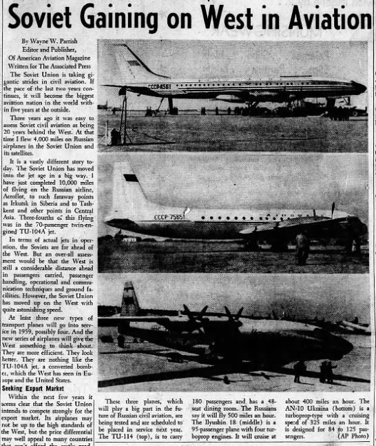 Soviet Gaining on West in Aviation